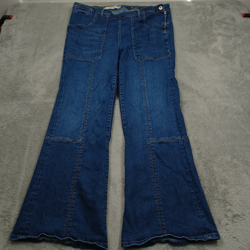 Pilcro And The Letterpress Jeans Womens 18W Blue Denim Cotton Wide Leg